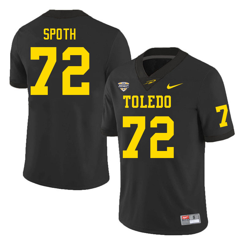 Toledo Rockets #72 Ethan Spoth College Football Jerseys Stitched Sale-Black